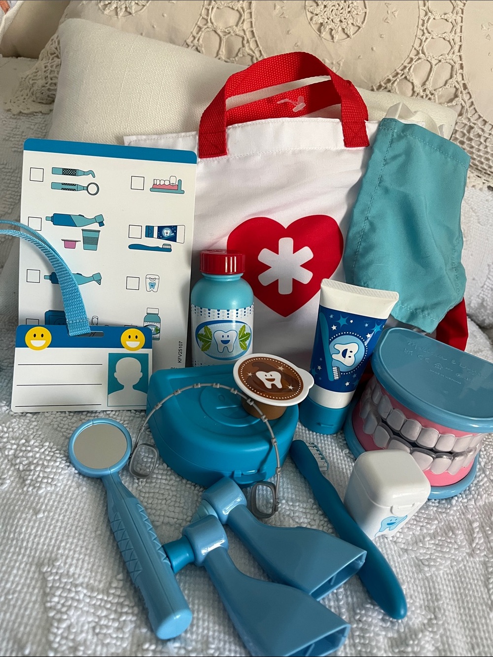 Melissa and Doug Dental Playset with Red Heart Tote Bag